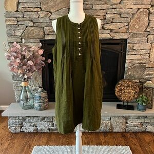 Martini Olive Green Sleeveless Linen Dress from Quince